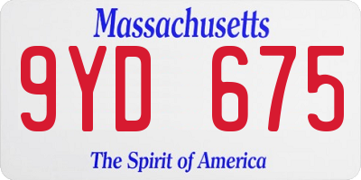 MA license plate 9YD675