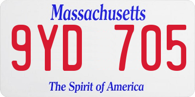 MA license plate 9YD705