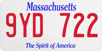 MA license plate 9YD722