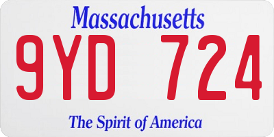 MA license plate 9YD724