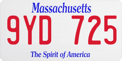 MA license plate 9YD725