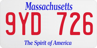 MA license plate 9YD726