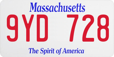 MA license plate 9YD728