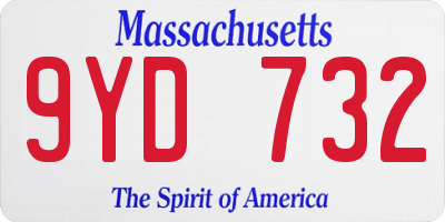 MA license plate 9YD732