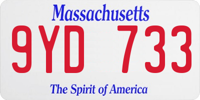 MA license plate 9YD733
