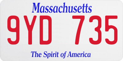 MA license plate 9YD735