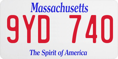 MA license plate 9YD740