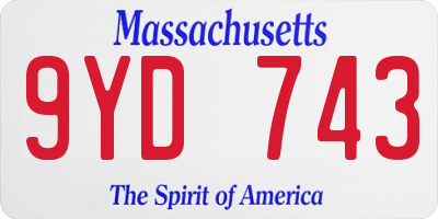 MA license plate 9YD743