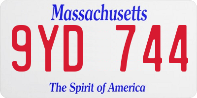 MA license plate 9YD744