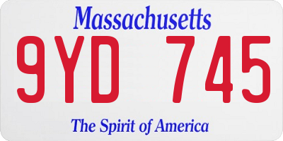 MA license plate 9YD745