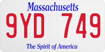 MA license plate 9YD749