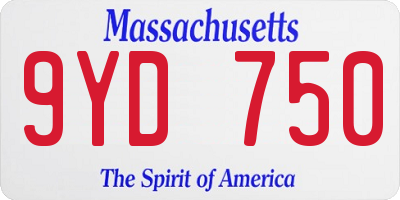 MA license plate 9YD750