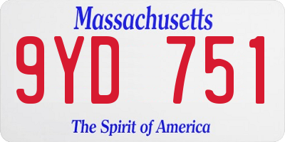 MA license plate 9YD751