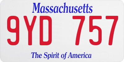 MA license plate 9YD757