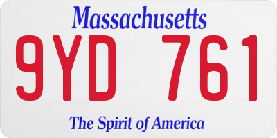 MA license plate 9YD761