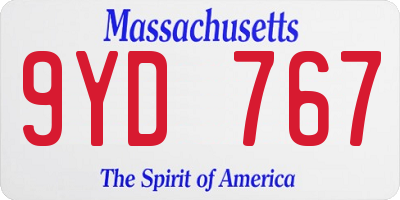 MA license plate 9YD767