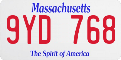 MA license plate 9YD768