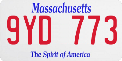 MA license plate 9YD773