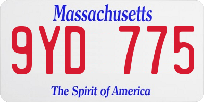 MA license plate 9YD775