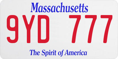 MA license plate 9YD777