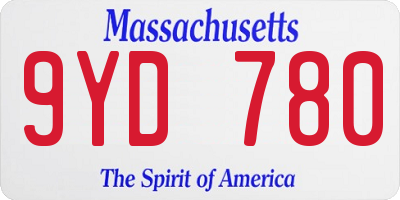 MA license plate 9YD780