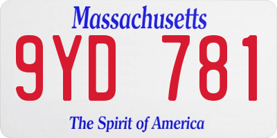 MA license plate 9YD781