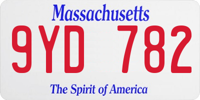 MA license plate 9YD782