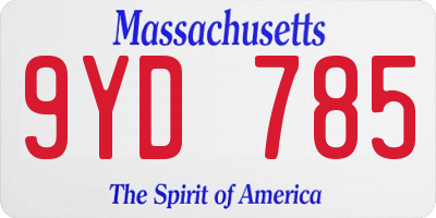 MA license plate 9YD785