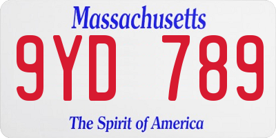 MA license plate 9YD789