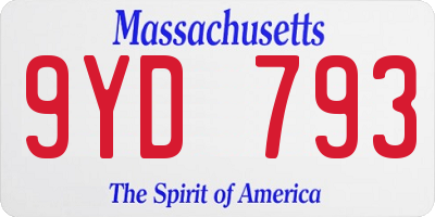 MA license plate 9YD793