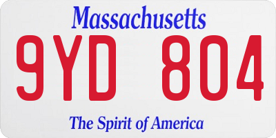 MA license plate 9YD804