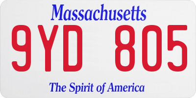 MA license plate 9YD805