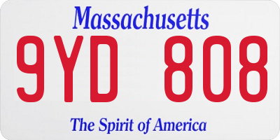 MA license plate 9YD808