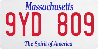 MA license plate 9YD809