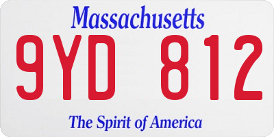 MA license plate 9YD812