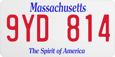 MA license plate 9YD814