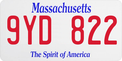 MA license plate 9YD822