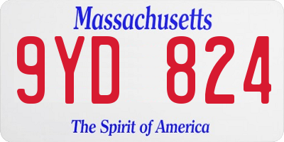 MA license plate 9YD824