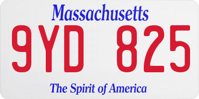 MA license plate 9YD825