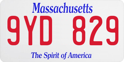 MA license plate 9YD829