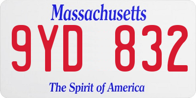 MA license plate 9YD832
