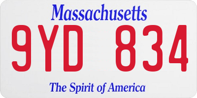 MA license plate 9YD834