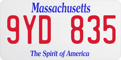 MA license plate 9YD835