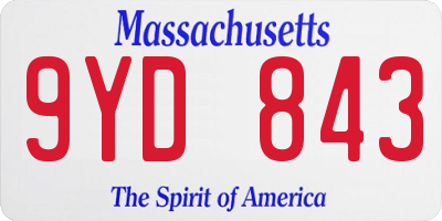 MA license plate 9YD843