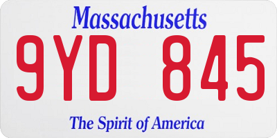 MA license plate 9YD845