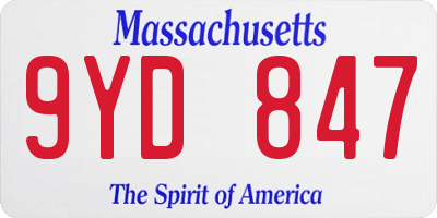 MA license plate 9YD847