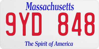 MA license plate 9YD848