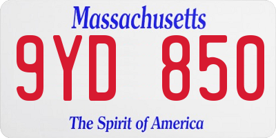 MA license plate 9YD850