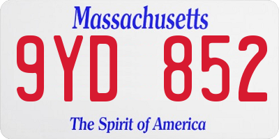 MA license plate 9YD852