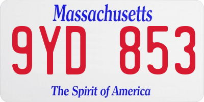 MA license plate 9YD853